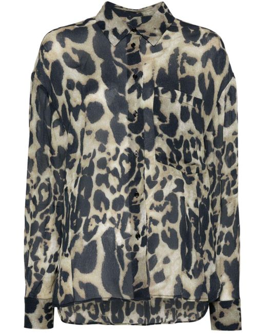IRO Natural Leopard-print Crepe Shirt