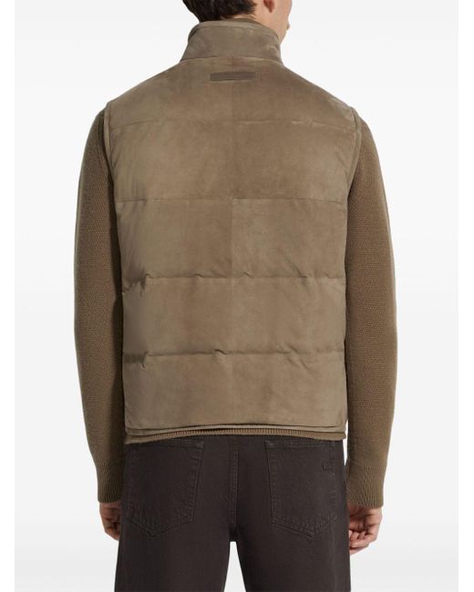 Zegna Natural Padded Suede Gilet for men