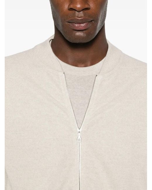 John Smedley White Cardigan mit Reißverschluss