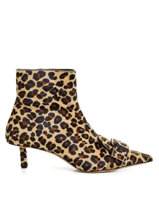 Essentiel Antwerp Brown 45Mm Ickle Leopard-Print Buckle Ankle Boots