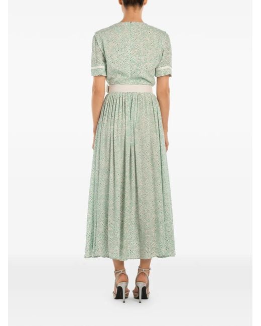 POST MERIDIEM Green Side-Split Midi Dress