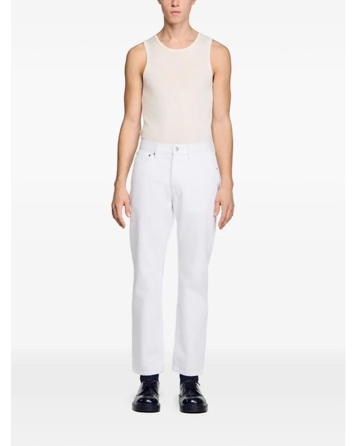 Sandro White Regular Raw Jeans for men