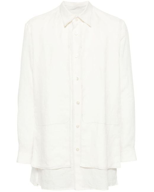 Yohji Yamamoto White Classic-collar Linen Shirt for men