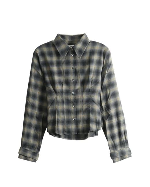 Camisa Envelop A Cuadros Con Pliegues Our Legacy de color Gray