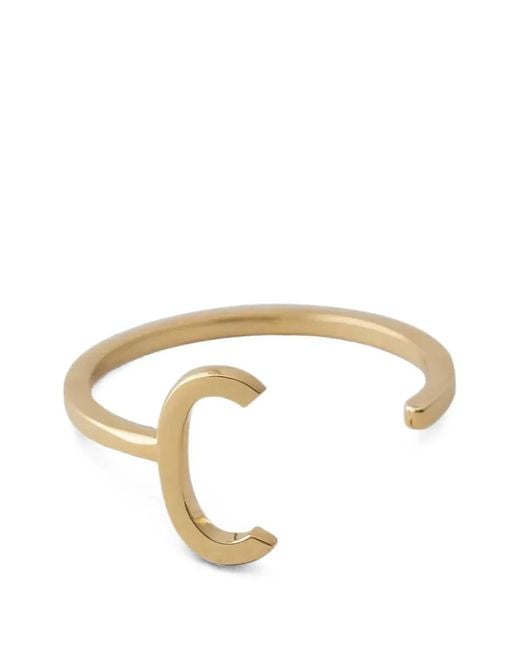 Design Letters Metallic Initial Open-Band Ring