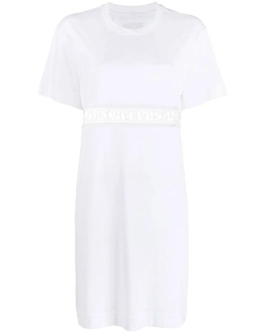 Givenchy White Logo Embroidered Shift Dress