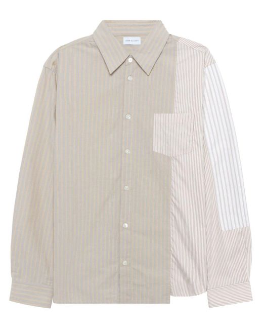 John Elliott White Multi-stripe Panelled Shirt for men