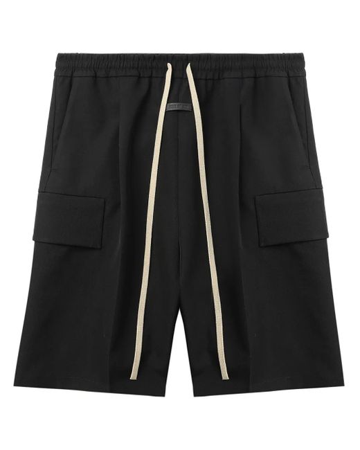 Fear Of God Black Wool-Cotton Blend Cargo Shorts for men