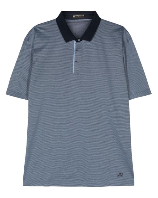 Corneliani Striped jersey polo shirt in Blue für Herren