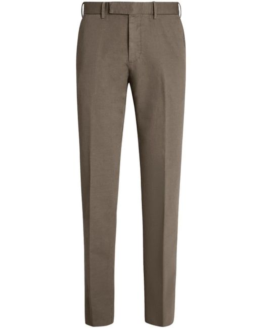 Zegna Gray Tapered-leg Cotton-blend Chino Trousers for men