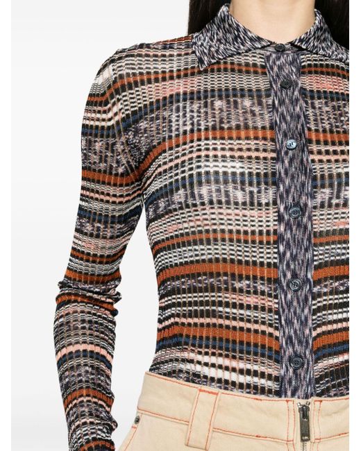 Missoni Black Intarsia-knit Striped Shirt