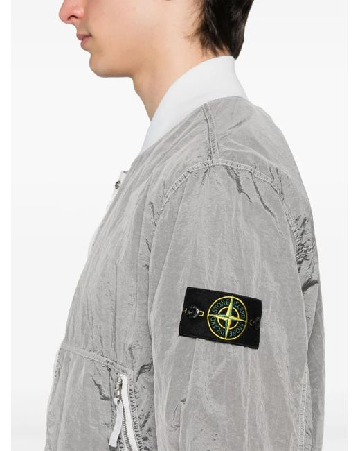 Giacca Con Applicazione Compass di Stone Island in Gray da Uomo