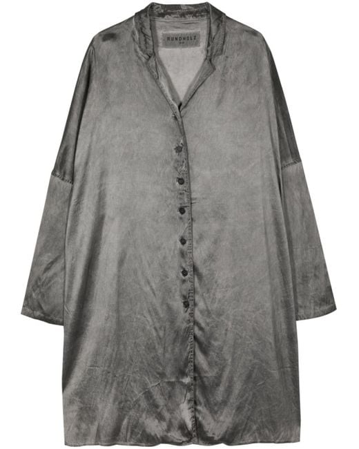 Rundholz Gray Single-breasted Satin Coat