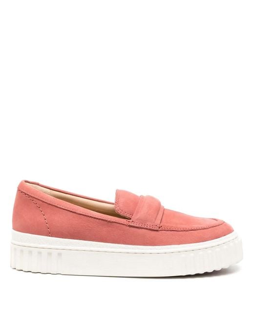 Clarks Pink Mayhill Cove Nubuck Loafers