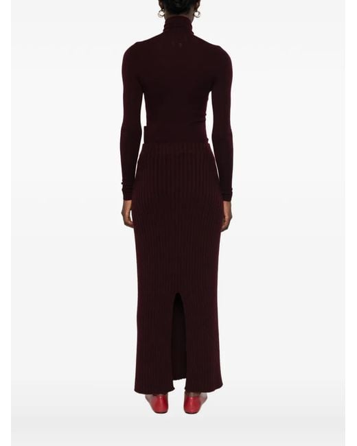 Bompard Purple Ribbed Cashmere Maxi Skirt