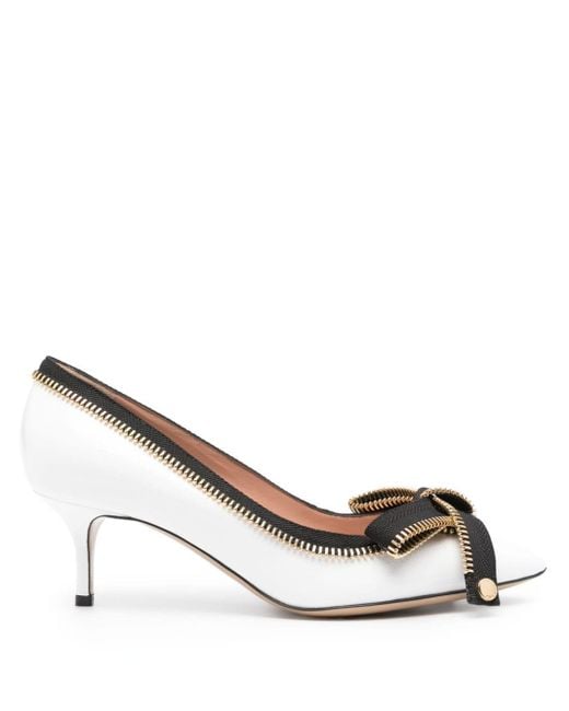 Moschino Metallic 65mm Bow-detail Leather Pumps