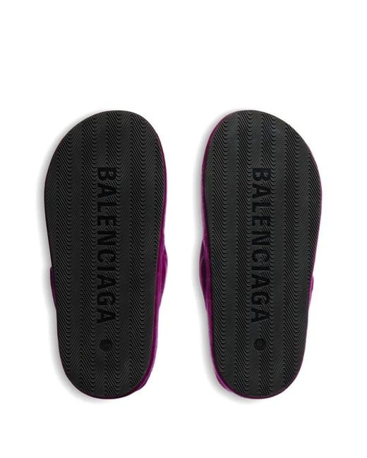 Balenciaga Purple Jet Lag Thong Velvet Platform Flip-Flops