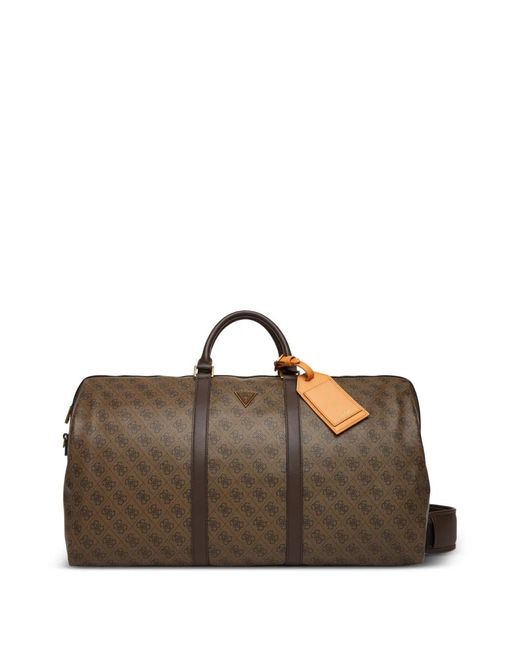 Guess Brown Monogram-Print Holdall for men