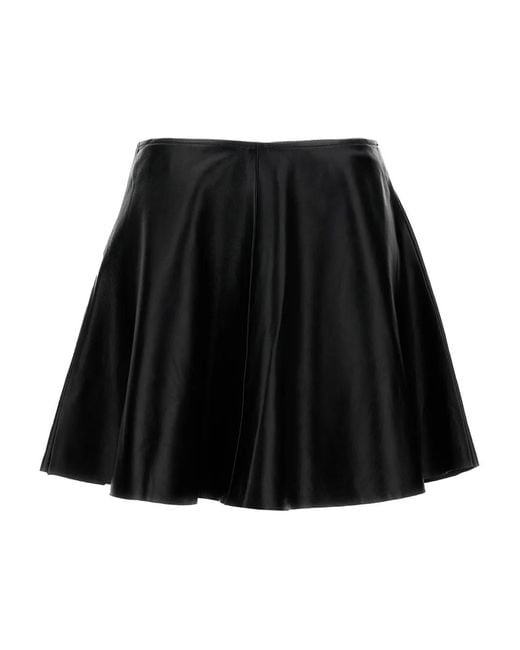 Haikure Black Leather Pleated Skirt