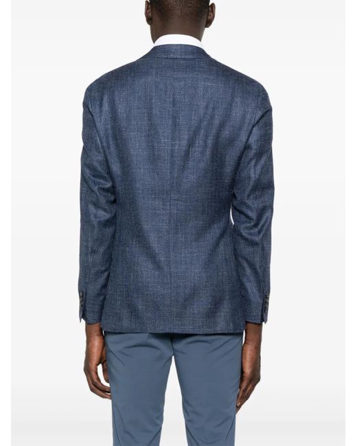 Canali Blue Mélange-Effect Blazer for men