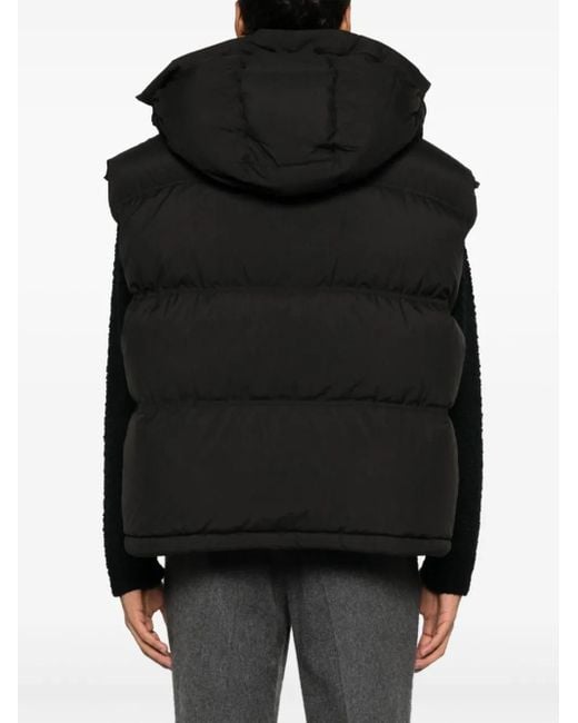Gilet Imbottito Con Cappuccio di AMI in Black