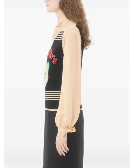 Valentino Garavani Black Le Chat De La Maison Embroidered Gilet