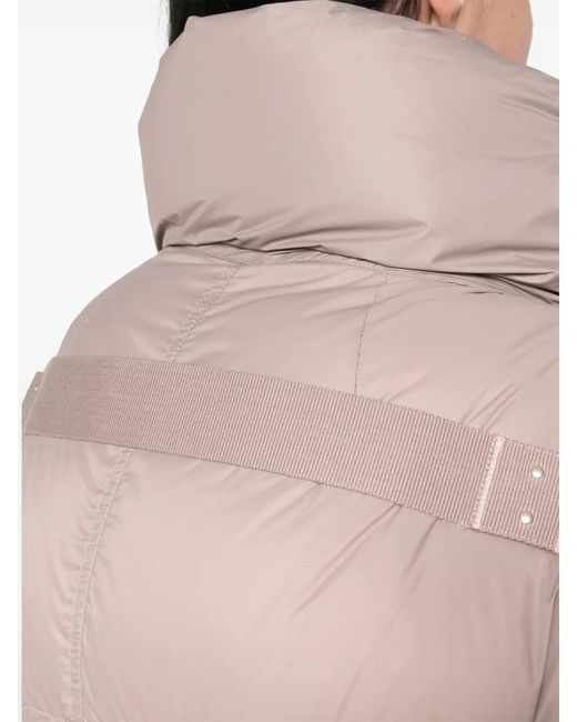 Rick Owens White Rose Funnel Neck Quilted Recycled Nylon Down Jacket