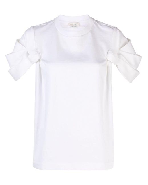 T-shirt en coton à détail noué Alexander McQueen en coloris White