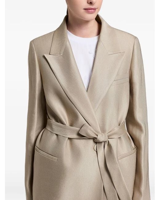 Peserico Natural Single-Breasted Belted Blazer