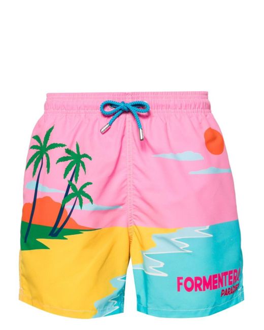 Mc2 Saint Barth Pink Gustavia Placed Swim Shorts for men