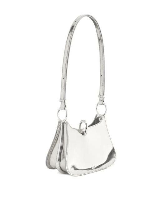 Rabanne White Ring-Detail Leather Shoulder Bag