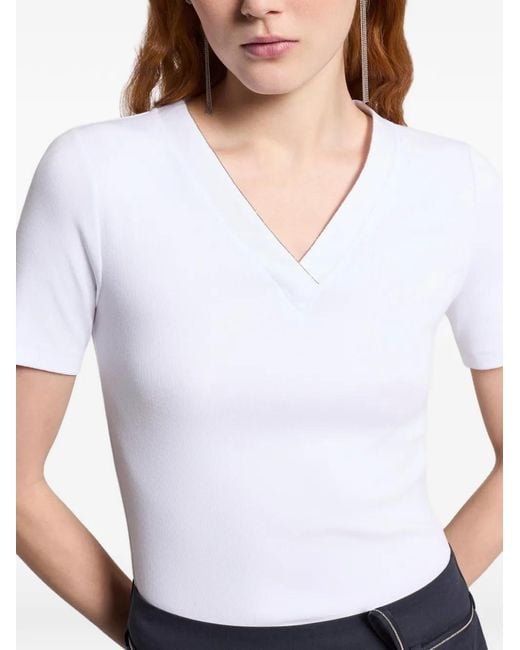 Peserico White V-Neck T-Shirt