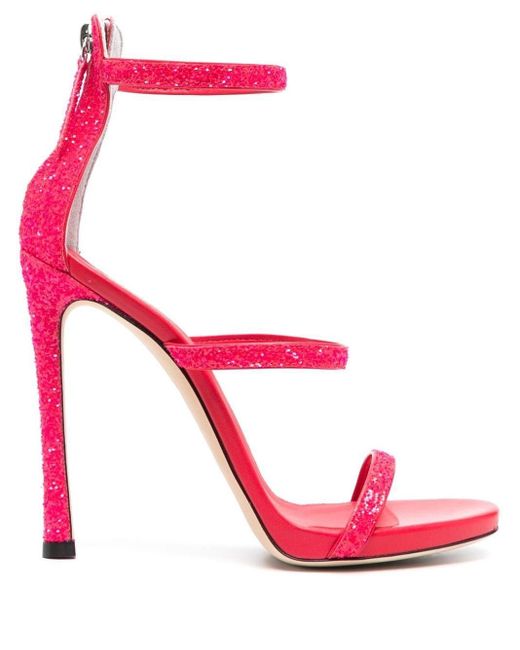 Giuseppe Zanotti Suede Harmony Glitter-detail Heeled Sandals in Pink | Lyst