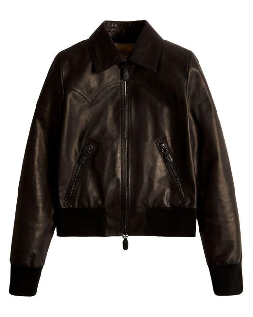 Tod's Black Leather Bomber Jacket