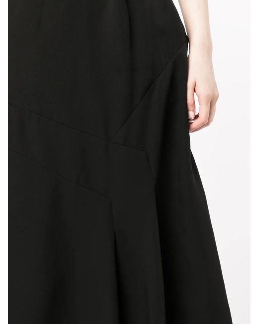 Shiatzy Chen Black Silk A-Line Skirt