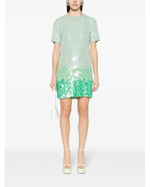 P.A.R.O.S.H. P.A.R.O..H. Sequin-Embellished Short-Sleeved Dress in Green |  Lyst