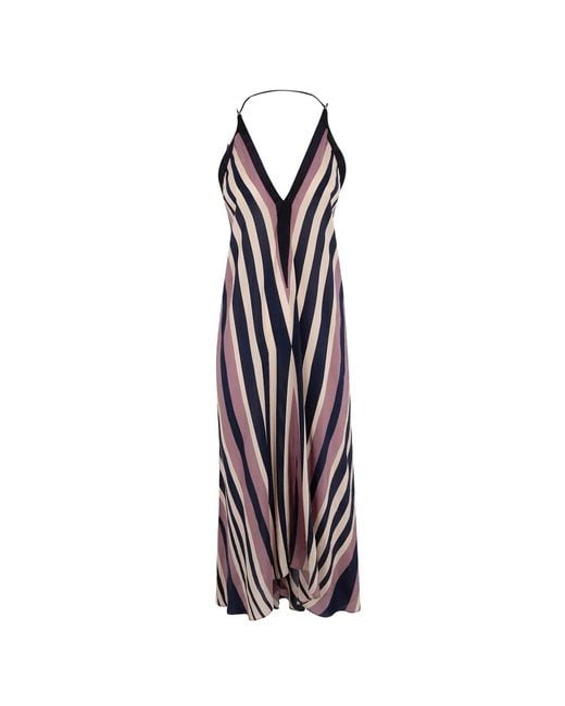 VOLANTIS White Sunset Striped Silk Dress