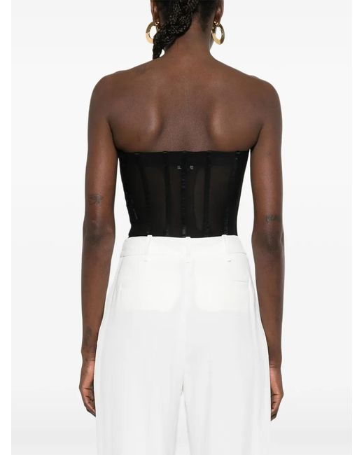 Elisabetta Franchi Black Mesh Corset Top