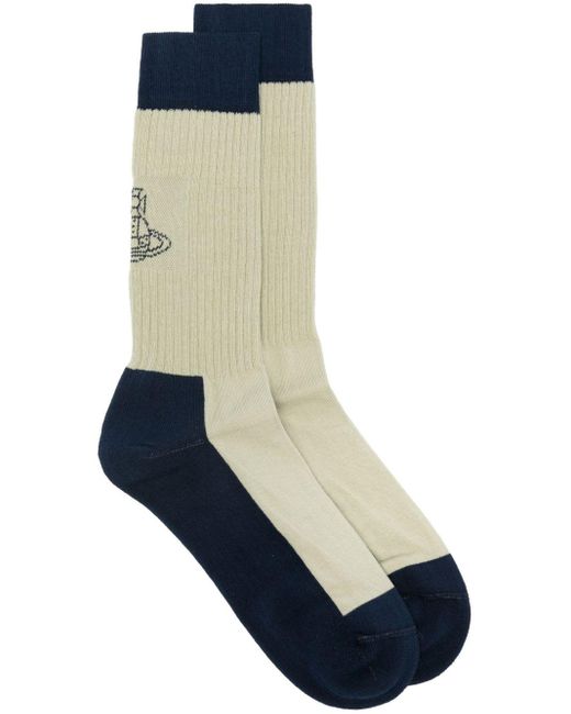 Vivienne Westwood Blue Gerippte Socken mit Reichsapfel