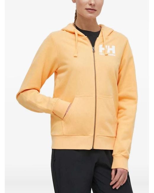 Helly Hansen Orange Logo-Print Zip-Fastening Sweatshirt