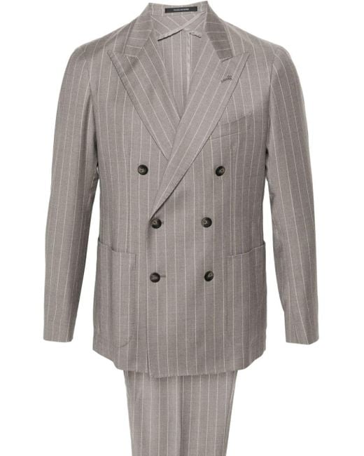Tagliatore Doppelreihiger Anzug mit Streifen in Gray für Herren