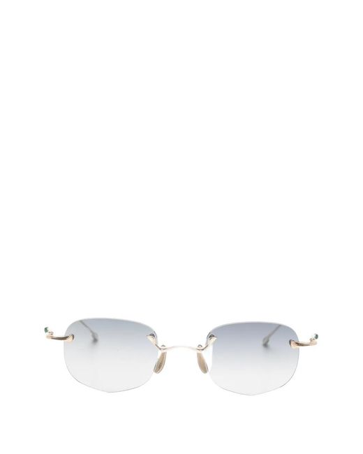 Rigards White Rimless Geometric-Frame Sunglasses