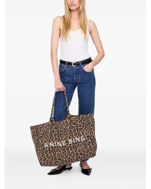 Anine Bing Brown Leopard-print Tote Bag