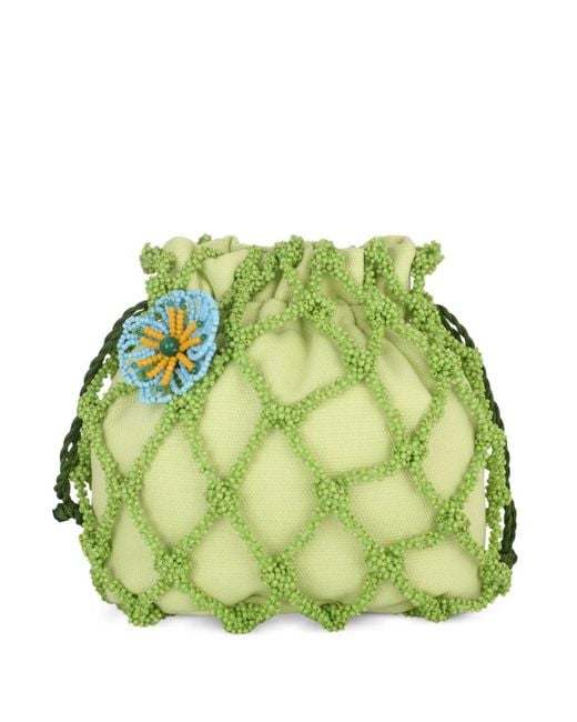 Rosantica Green Selene Codette Beaded Bucket Bag
