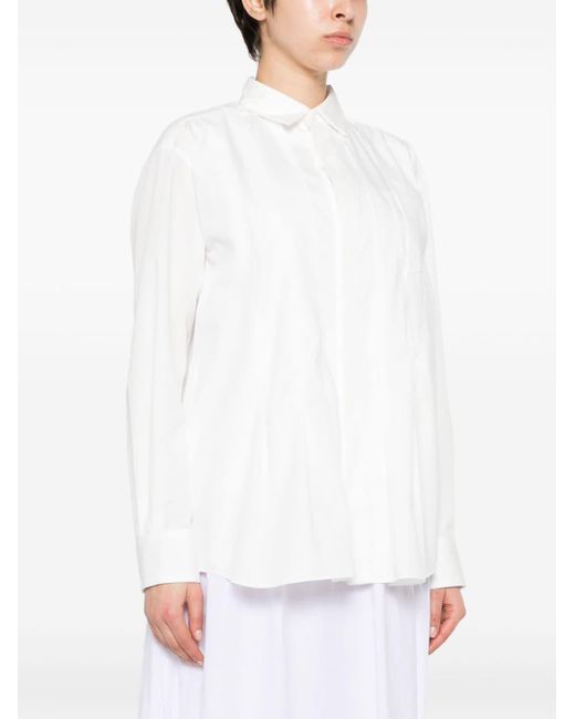 Sacai White Pleat-detail Poplin Shirt