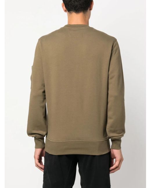 C P Company Green Sleeve-Pocket Crew-Neck Sweatshirt for men