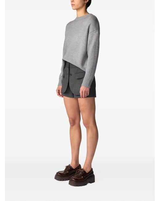 Monse Gray Tailored Jacket-Front Shorts