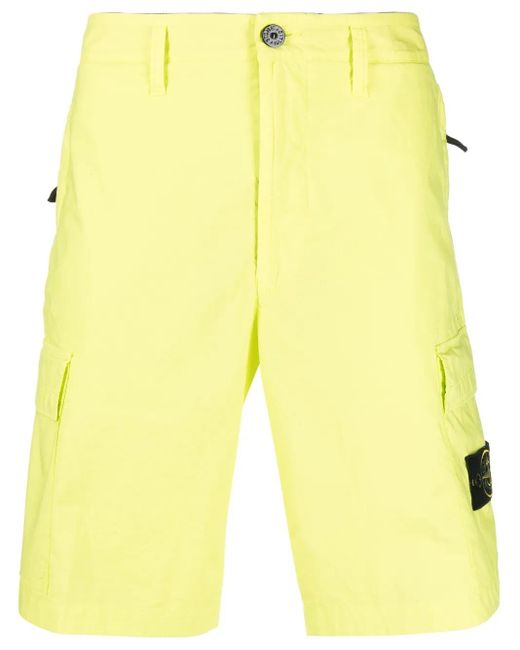 メンズ Stone Island コンパスバッジ カーゴショーツ Yellow