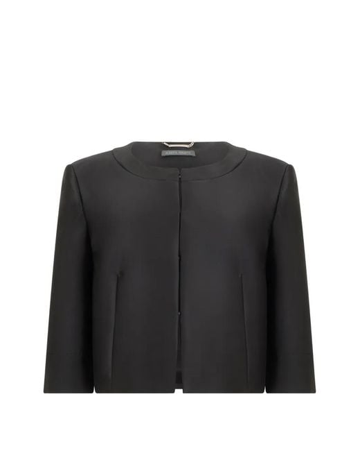 Alberta Ferretti Black Round-Neck Cropped Jacket