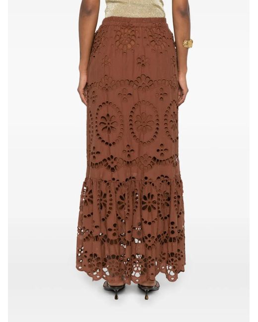 Mc2 Saint Barth Brown Broderie-Anglaise Skirt